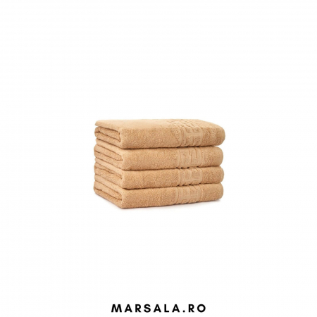 Prosop bumbac 50 90 cm pentru fata ,maro deschis cu bordura model grecesc [1]