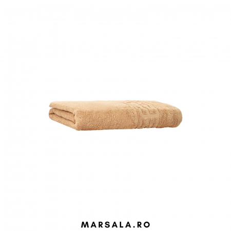 Prosoape bumbac 50/90cm - pentru fata - Prosop bumbac 50 90 cm pentru fata ,maro deschis cu bordura model grecesc