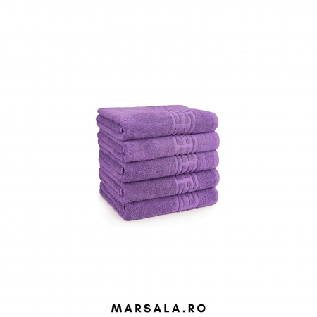 Prosop bumbac 50 90 cm pentru fata , mov cu bordura model grecesc [1]