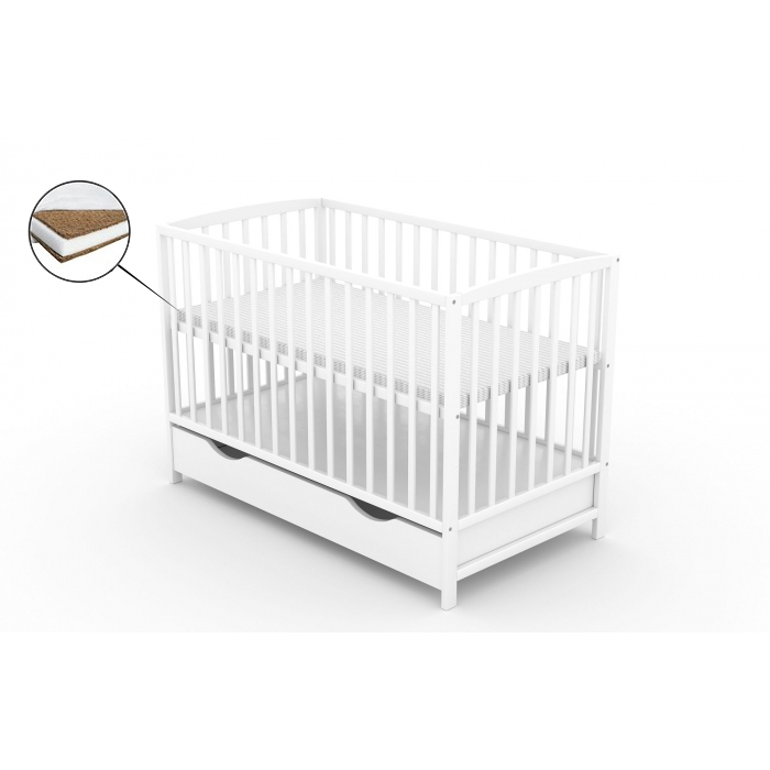 Patut cu sertar VESSANTI ARES - Alb + Saltea Cocos 8 cm  [1]