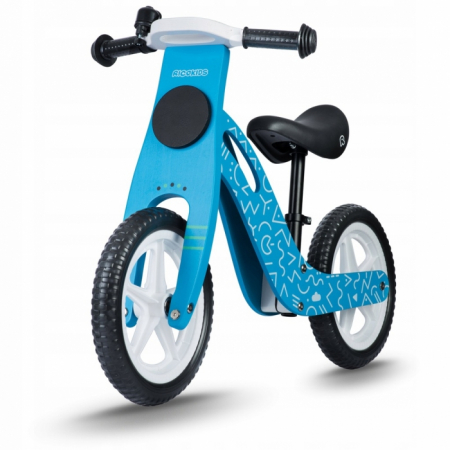 Biciclete - Bicicleta fara pedale din lemn cu roti din spuma EVA Ricokids RC-613 - Albastru