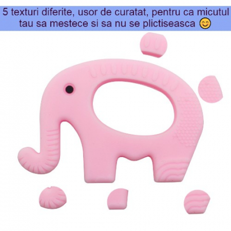 jucarie dentitie silicon, cute4Babies®, elefant roz [1]