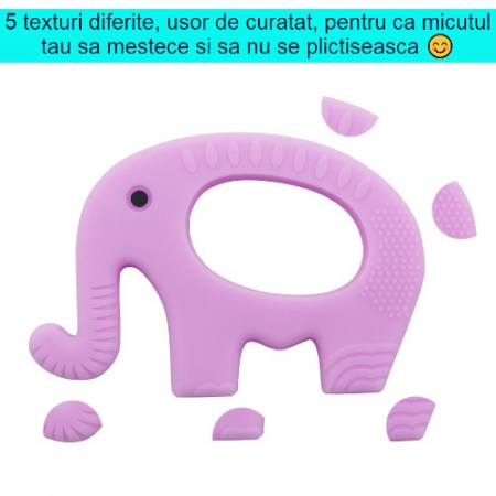jucarie dentitie silicon, cute4Babies®, elefant mov [2]