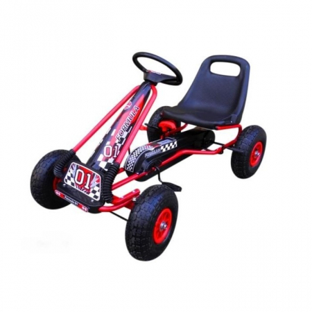 Karturi - Kart cu pedale Gokart, 3-7 ani, roti gonflabile, G1 R-Sport - Rosu