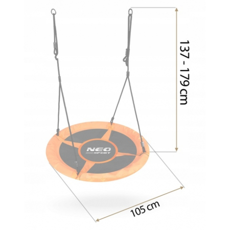 Leagan tip cuib pentru copii XXL, 100 cm, 150 kg, Neo-Sport 1084, Portocaliu [7]