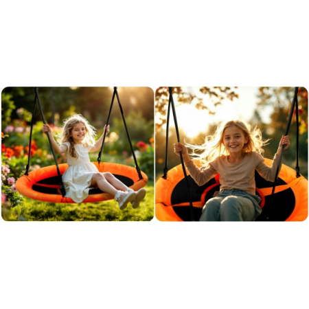 Leagan tip cuib pentru copii XXL, 100 cm, 150 kg, Neo-Sport 1084, Portocaliu [6]