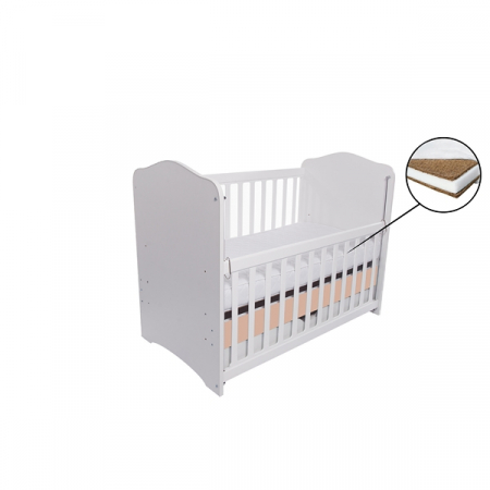 Patuturi - Patut VESSANTI Como culisant cu sertar - Alb cu Cappucino + Saltea Cocos 7 cm