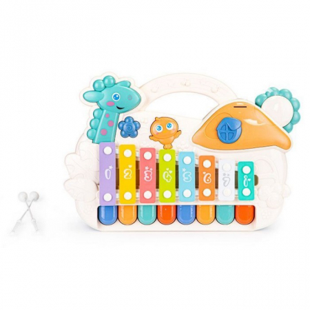 Jocuri si jucarii - Pian + tambal educational cu LED si sunet Ecotoys HC485014
