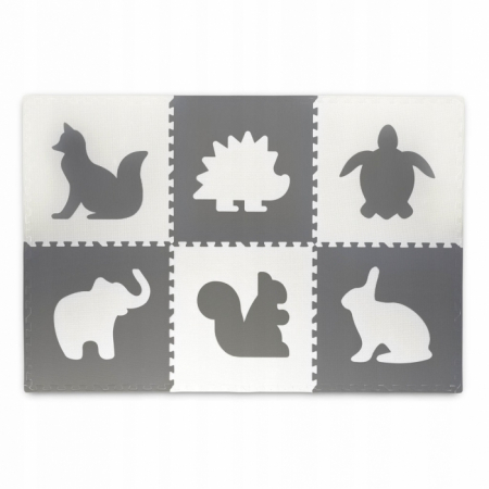 Saltelute de activitati - Salteluta de joaca 180 x 120 cm cu animalute 6 bucati Ricokids 7490 - Gri
