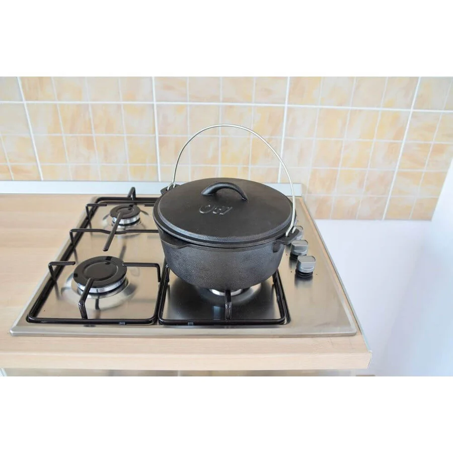 Tuci din Fonta Pura cu Capac, 3.5 Litri, 4.5 Kg, Diametru 25 cm, Culoare Neagra [2]