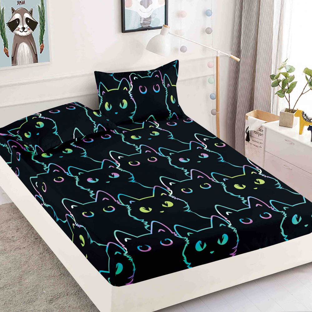 Husa de pat Bumbac Finet cu elastic 180cmx200cmx25cm + 2 fete de perne 50 x 70cm [1]