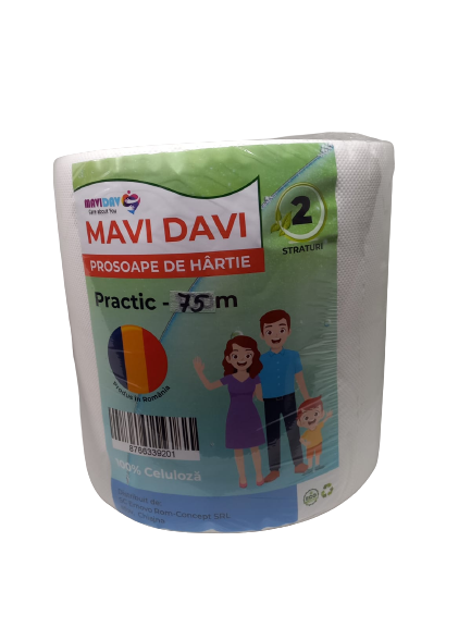 Prosoape de Hartie Mavi Davi - 75m (675gr; 20gr/m2; 2 straturi;100% celuloza) - Putere mare de absorbtie - Copie [2]