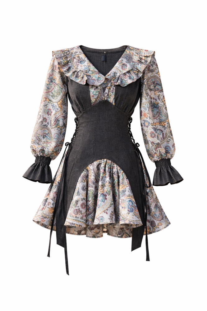 Rochie Mini cu Corset si Imprimeu Paisley | Stil Romantic Modern [4]