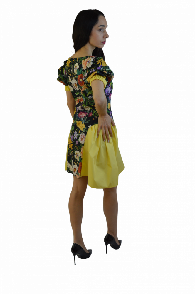 Rochie „Flori de Vară” – Cu Inserții Galbene, Fabricată în România [6]
