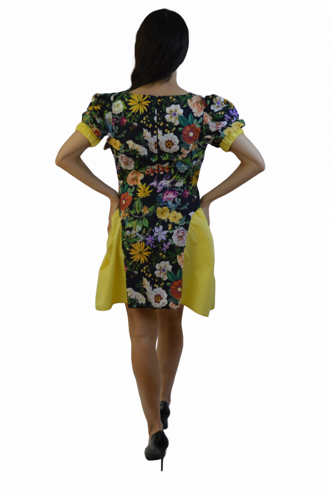 Rochie „Flori de Vară” – Cu Inserții Galbene, Fabricată în România [4]
