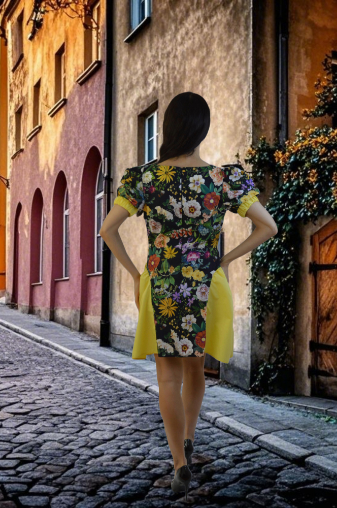 Rochie „Flori de Vară” – Cu Inserții Galbene, Fabricată în România [2]
