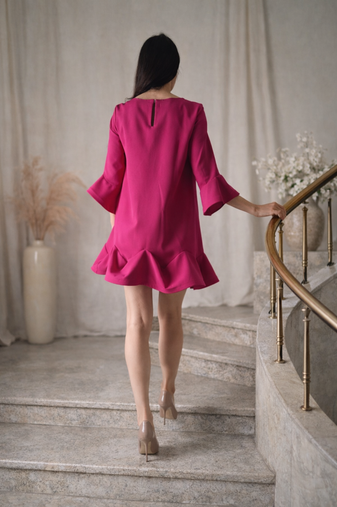 Rochie eleganta dama fucsia cu volane [2]