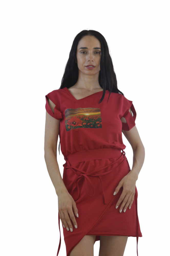 Rochie “Sunset Bloom” – Artistică, Lejeră, Asimetrică, Fabricată în România [4]