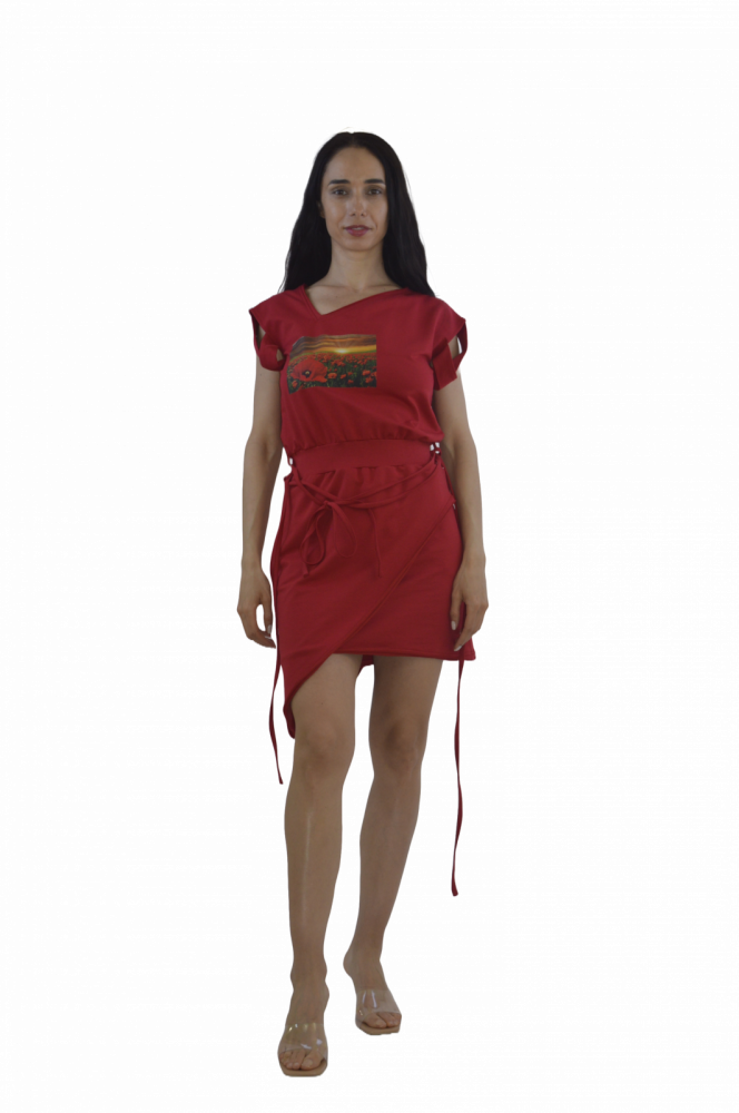 Rochie “Sunset Bloom” – Artistică, Lejeră, Asimetrică, Fabricată în România [2]