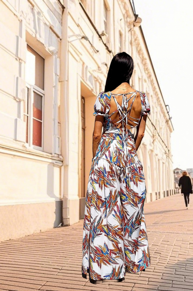 Rochie „Tropical Breeze” – Lungă, Multicoloră, Vaporoasă, Fabricat în România [2]