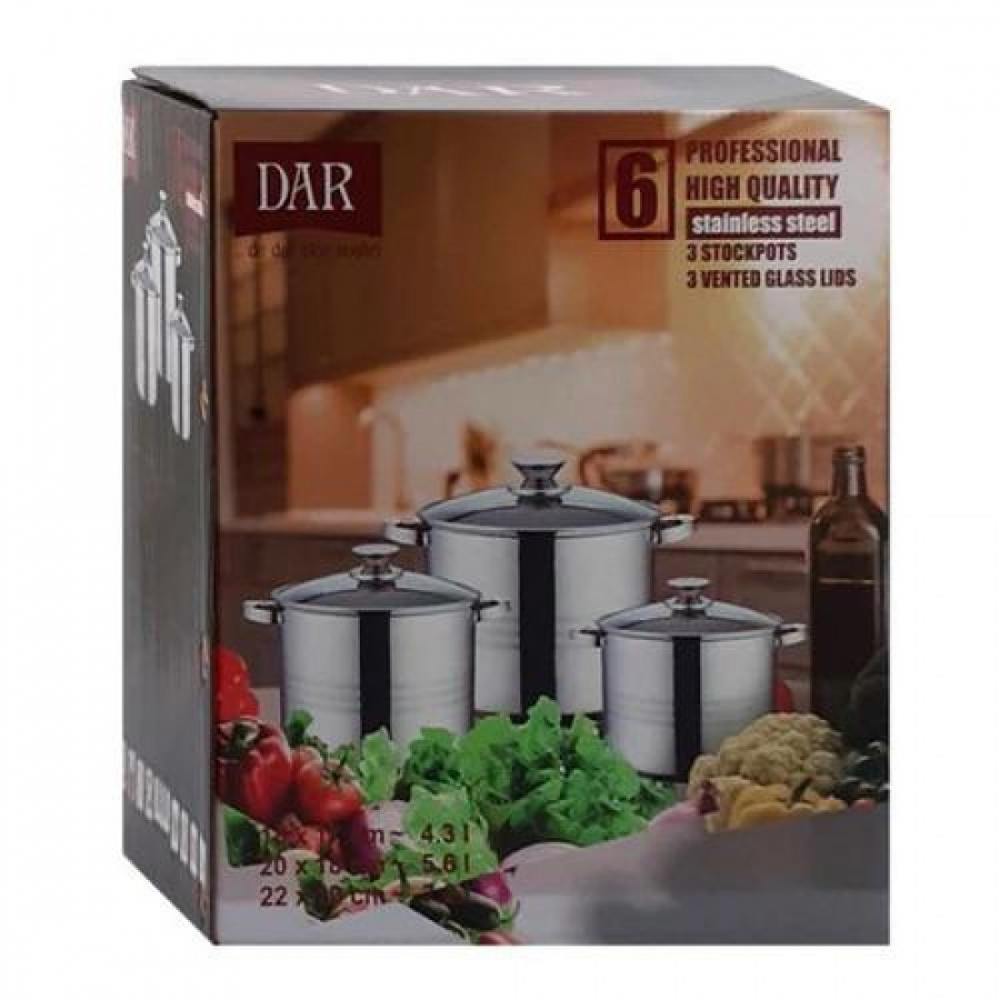 Set inox DAR 6 piese oale cu capac de sticla (4.3/5.6L/7.2) 23716 [2]