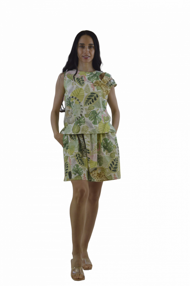 Set „Jungle Escape” – Top și Fustă cu Imprimeu Exotic, Fabricat în România [2]