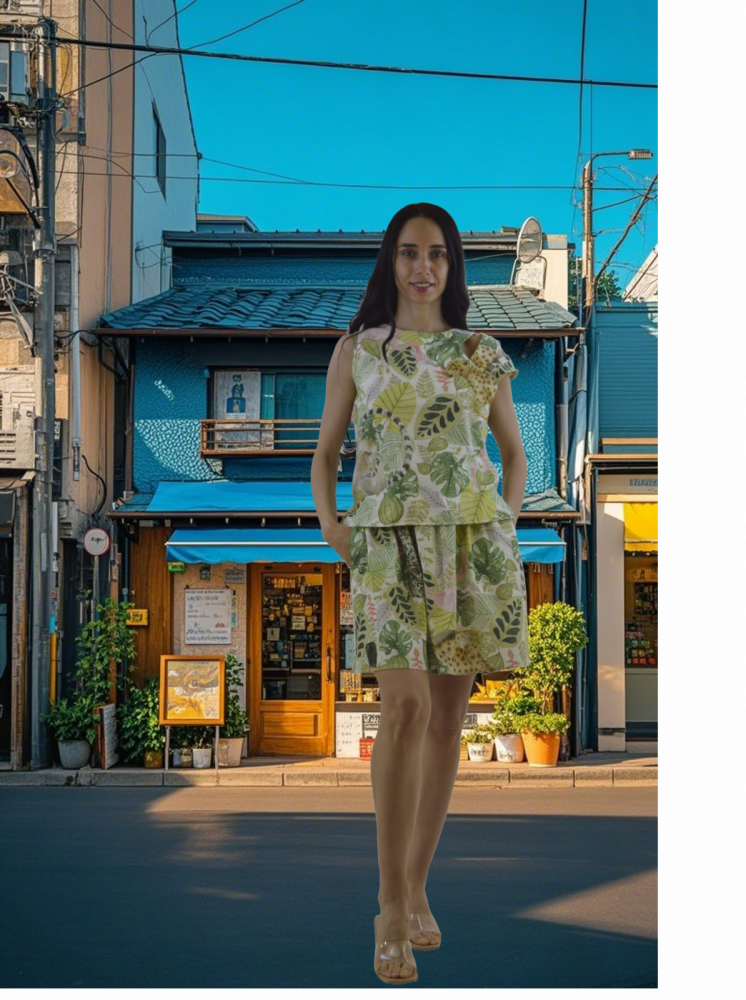 Set „Jungle Escape” – Top și Fustă cu Imprimeu Exotic, Fabricat în România [1]