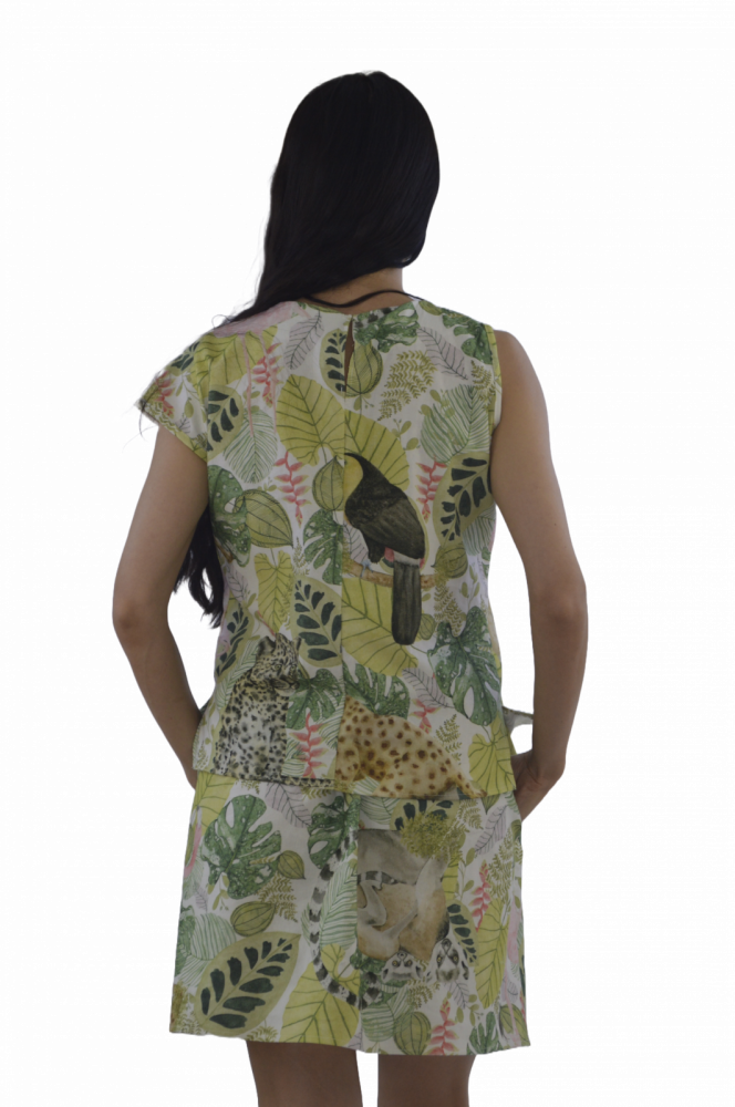 Set „Jungle Escape” – Top și Fustă cu Imprimeu Exotic, Fabricat în România [4]