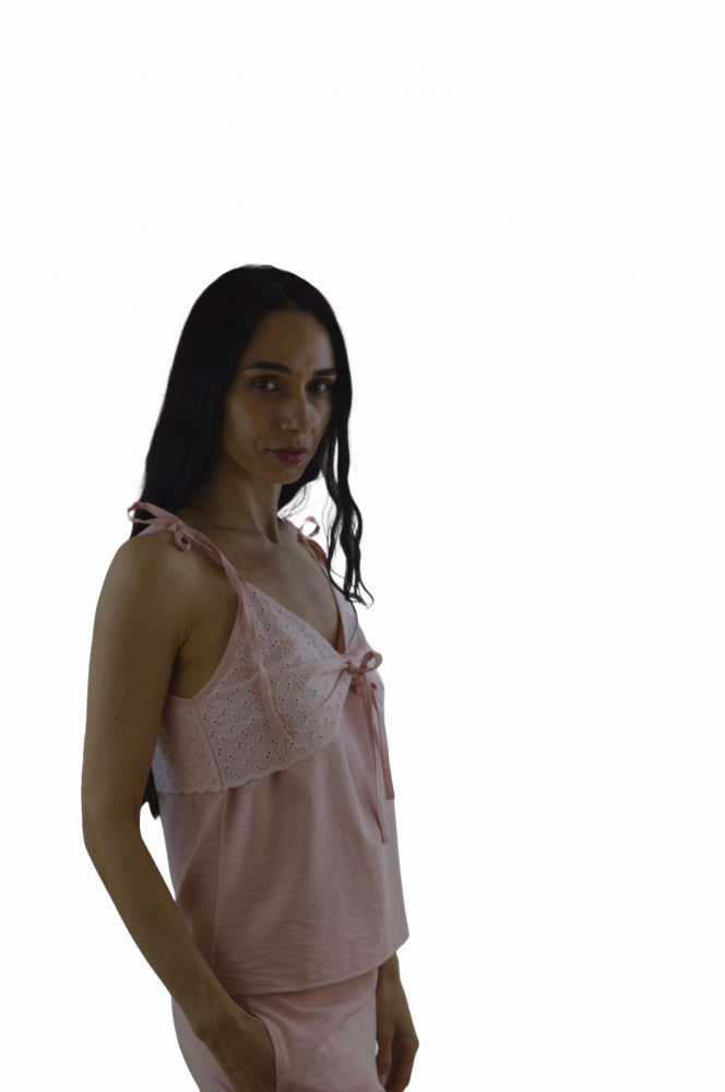 Set „Pink Harmony” – Top cu Broderie și Pantaloni Lejeri, Fabricat în România [3]