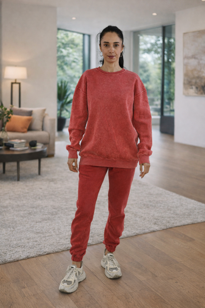 Trening dama rosu casual – Set modern cu bluza oversized [2]