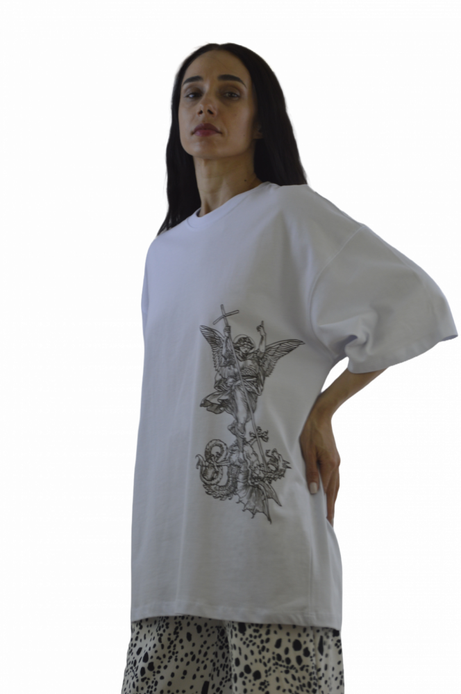 Tricou „Protectorul” – Oversized cu Imprimeu Arhanghel Mihail, Fabricat în România [3]