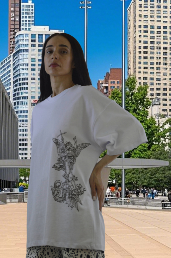 Tricou „Protectorul” – Oversized cu Imprimeu Arhanghel Mihail, Fabricat în România [2]