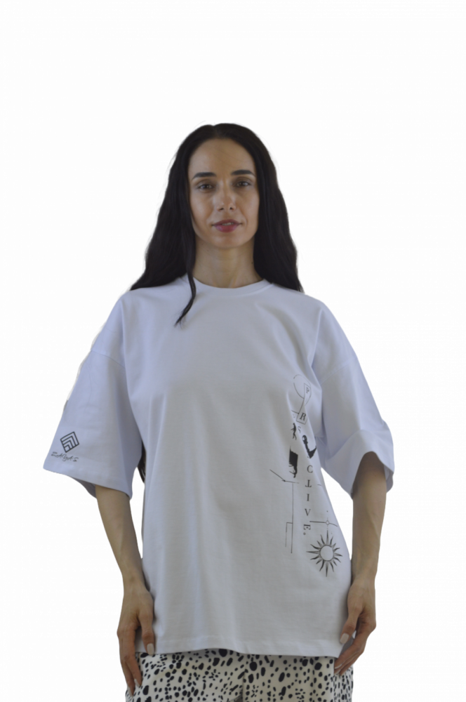 Tricou „Urban Code” – Oversized, Alb, Grafic Minimalist, Fabricat în România [4]