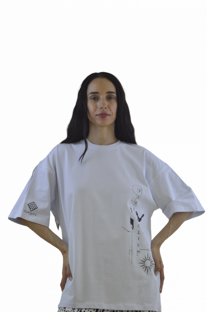 Tricou „Urban Code” – Oversized, Alb, Grafic Minimalist, Fabricat în România [5]