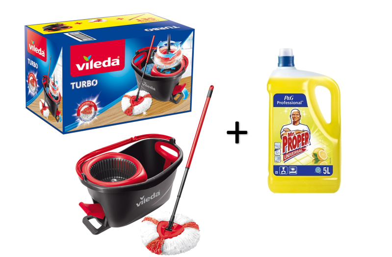 VILEDA TURBO SET MOP ROTATIV+GALEATA + Detergent pentru pardoseli MR. PROPER Professional 5L [2]