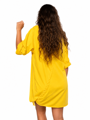 Rochie dama oversized galbena cu snur lateral reglabil [1]