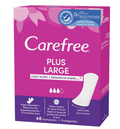 Tampoane si absorbante - Absorbantele Zilnice Carefree Plus Large Fresh Scent, 48 bucăți