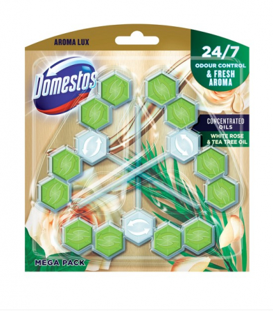 Odorizant toaleta - DOMESTOS ODORIZANT WC BILE 3X55G TRANDAFIR ALB