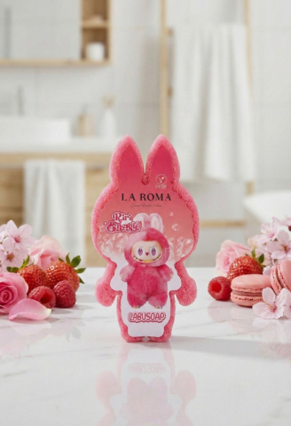 Burete cu sapun vegan La roma - Burete cu sapun vegan, 110g, Labubu, Parfumat cu Vata de Zahar, La Roma