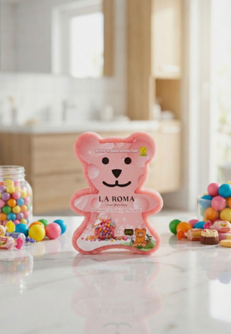 Burete cu sapun vegan La roma - Burete cu sapun vegan, 150g, Ursulet, Parfumat cu Guma de Mestecat, La Roma