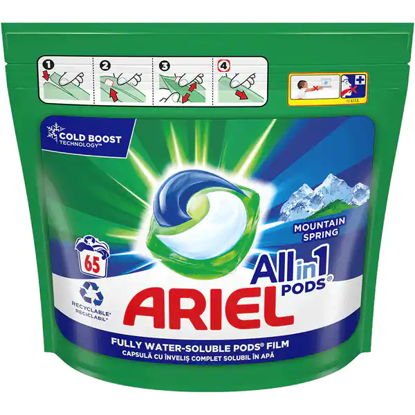 Detergent capsule - Detergent capsule ARIEL All in One PODS Mountain Spring, 65 spalari