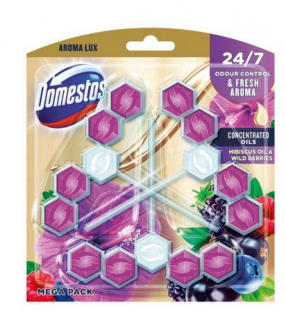 Odorizant toaleta - Odorizant wc bile, 2x53gr, Domestos Aroma Lux Hibiscus Oil & Wild berries