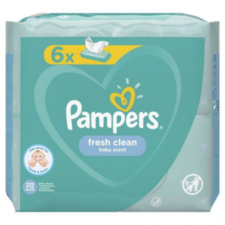 Scutece bebelusi - PAMPERS SERVETELE UMEDE BABY FRESH CLEAN 52BUC 6PAC/SET