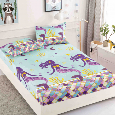 Huse de pat 180cmx200cm bumbac finet - Husa de pat Bumbac Finet cu elastic 180cmx200cmx25cm + 2 fete de perne 50 x 70cm