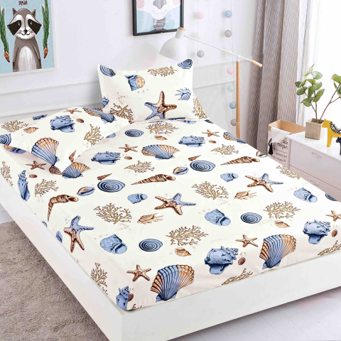 Lenjerii de pat - Husa de pat Bumbac Finet cu elastic 180cmx200cmx25cm + 2 fete de perne 50 x 70cm