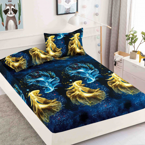 Huse de pat 180cmx200cm bumbac finet - Husa de pat Bumbac Finet cu elastic 180cmx200cmx25cm + 2 fete de perne 50 x 70cm