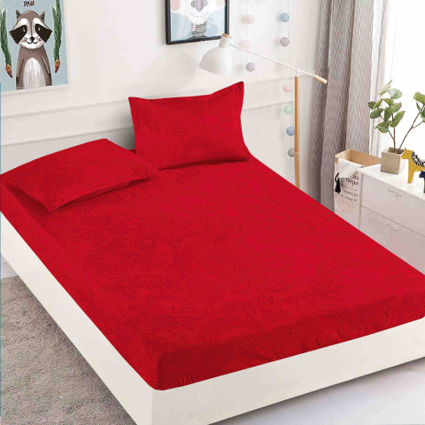 Lenjerii de pat - Husa de pat Bumbac Finet cu elastic 180cmx200cmx25cm + 2 fete de perne 50 x 70cm