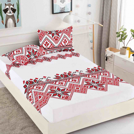Huse de pat 180cmx200cm bumbac finet - Husa de pat Bumbac Finet cu elastic 180cmx200cmx25cm + 2 fete de perne 50 x 70cm