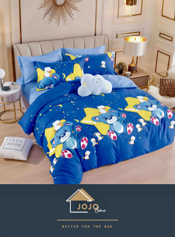 Lenjerii de pat Bumbac Finet 6 piese (CU ELASTIC) - lenjerie-jojo-home-ursulet-albastru-stelute.jpg