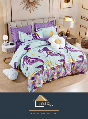 Lenjerii de pat Bumbac Finet 6 piese (fara elastic) - lenjerie-copii-sirena-mov-jojo-home.jpg
